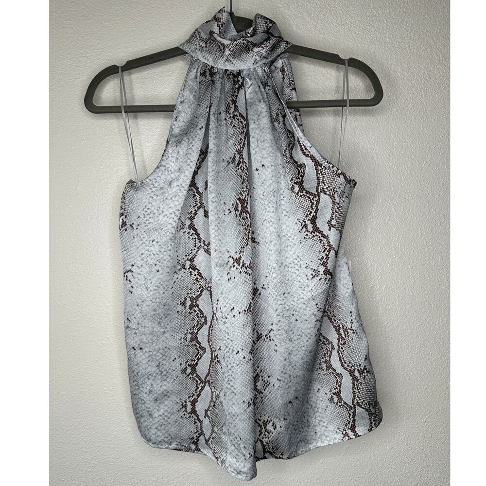 NWT Bishop + Young The Rain Python Tie Neck Sleeveless Blouse S
